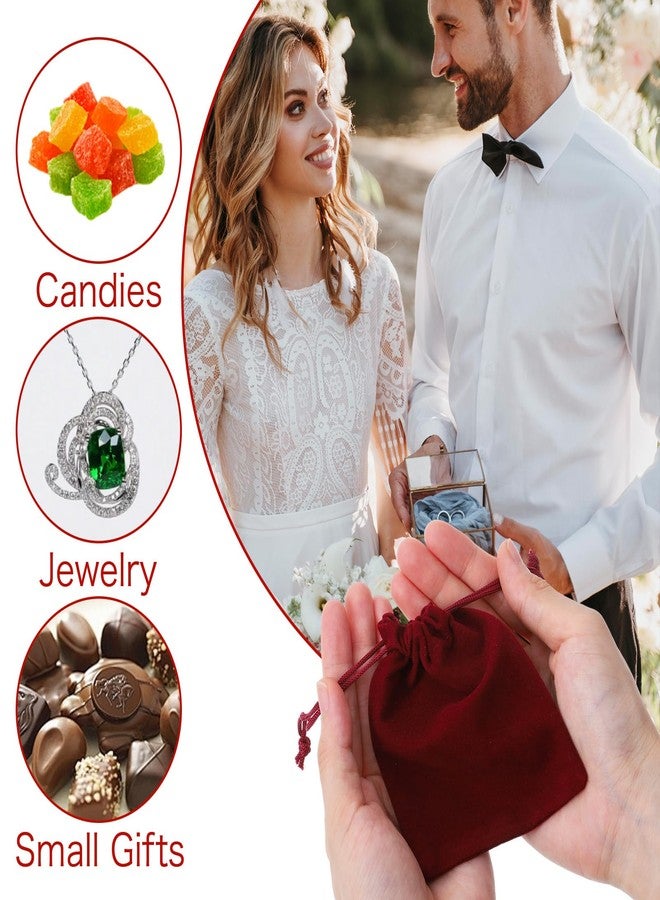 Tyqour 20PCS Claret Velvet Small Jewelry Bags Jewelry Pouch Small Gift Bags Drawstring Coin Pouch for Wedding Party Gift (3x4 Inches) - Image 5